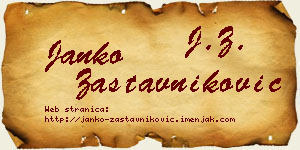 Janko Zastavniković vizit kartica